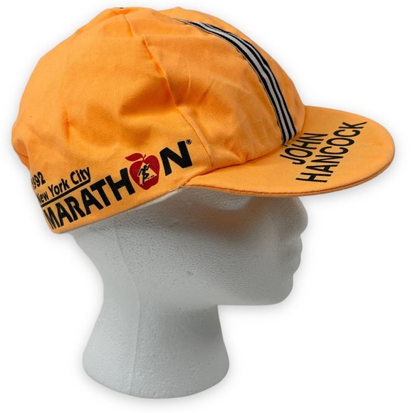 New York City Marathon Hat 1992 John Hancock Orange Cycling Cap-Vintage - Picture 2 of 6
